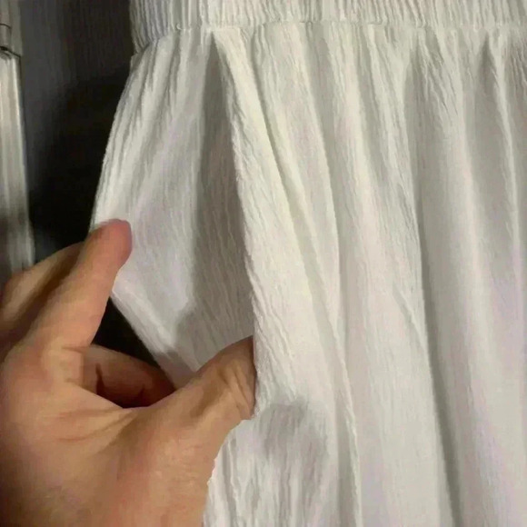 Willow Drive wide leg sheer crinkle elastic waist white pants Women’s size Large - Picture 3 of 8